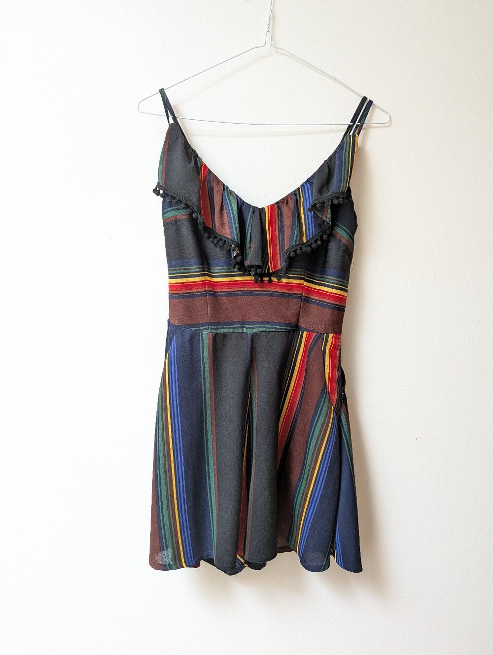 Voodoo Vixen Black Multistripe Ruffle Romper